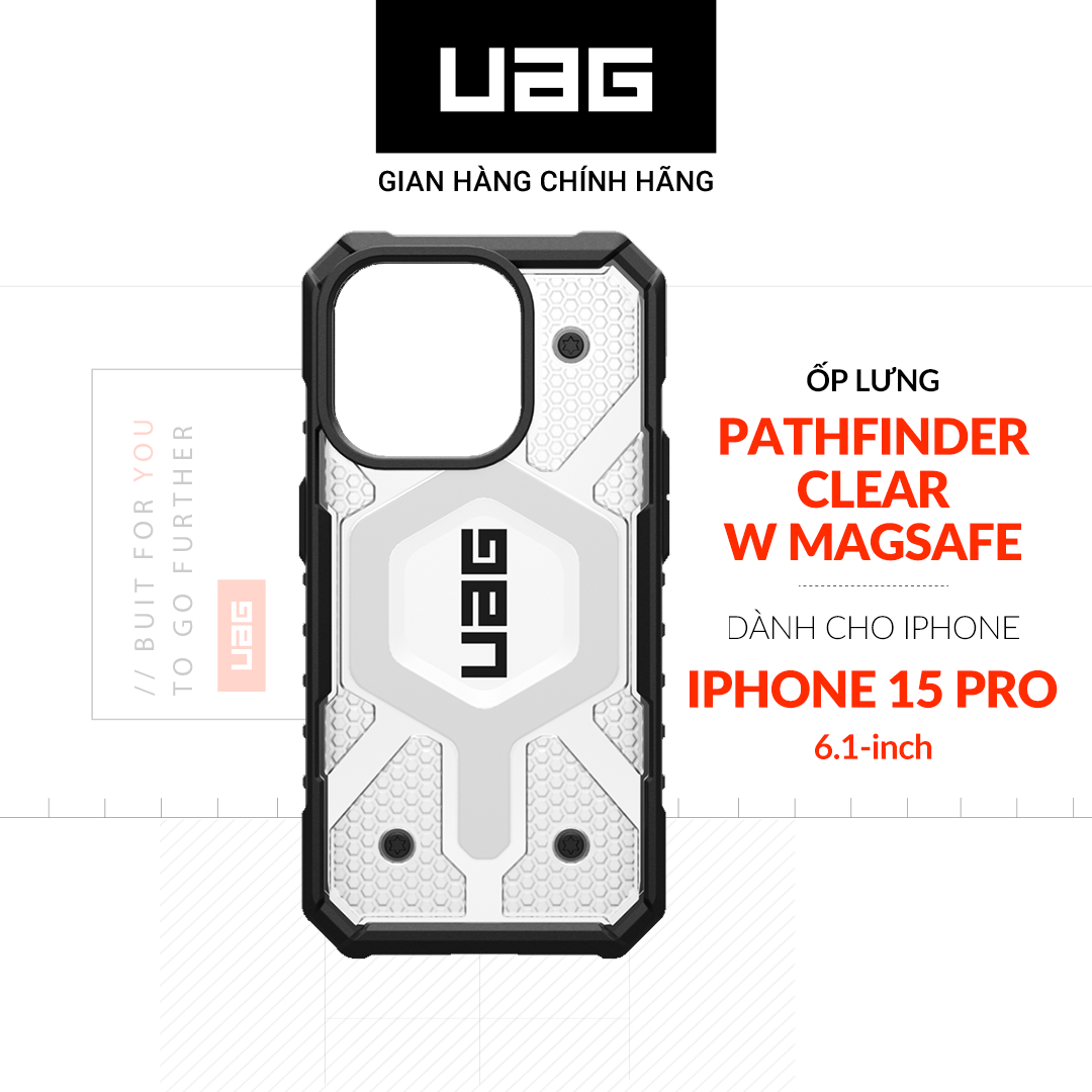 Ốp Lưng Chống Sốc UAG Pathfinder Clear Hỗ Trợ Sạc Magsafe Cho iPhone 15 Pro  Hàng chính hãng