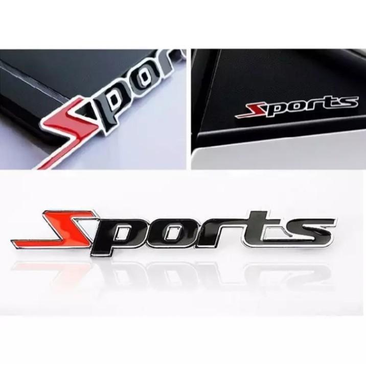 Logo kim loại chữ nổi SPORT, Logo chữ nổi SPORT, phụ kiện trang trí ô tô xe máy