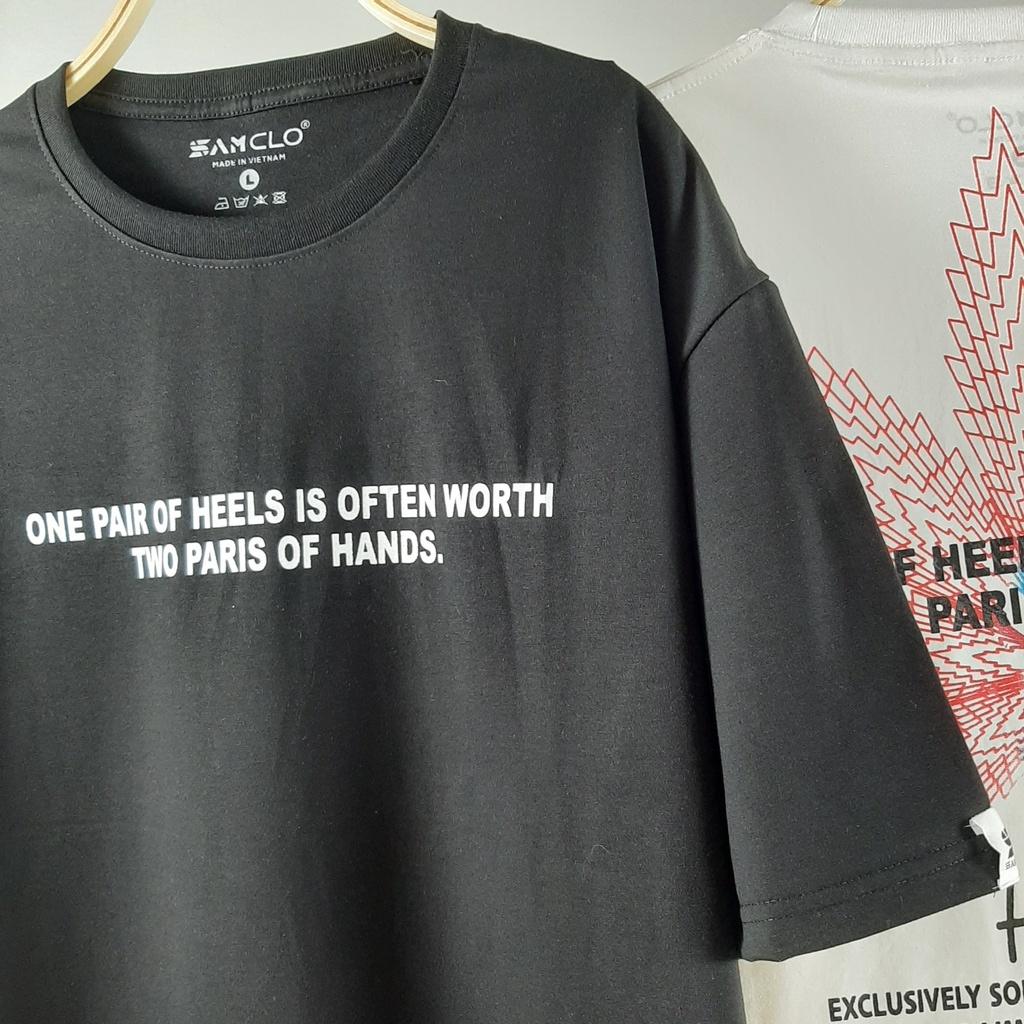 Áo thun nam nữ tay lỡ SAM CLO form rộng Unisex, mặc cặp, nhóm CHIẾC LÁ - 80% COTTON