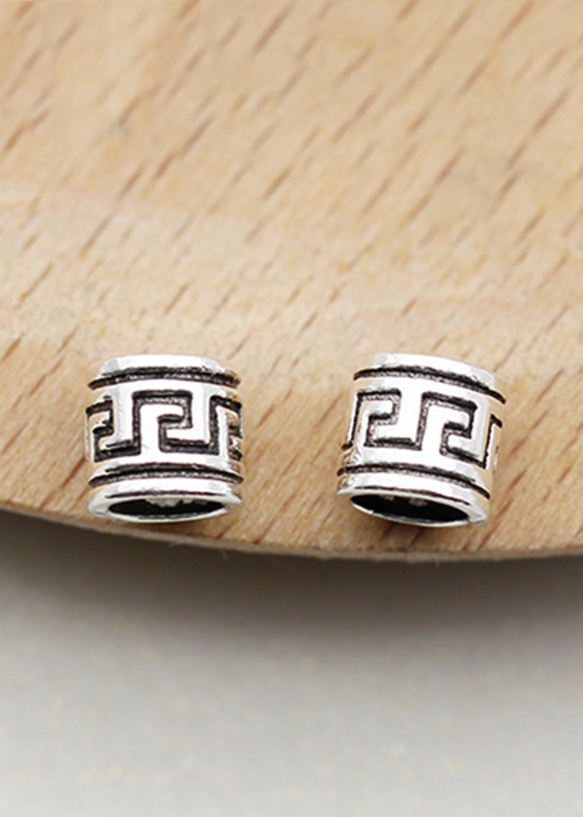 Combo 3 cái charm bạc chặn hạt họa tiết hoa văn - Ngọc Quý Gemstones