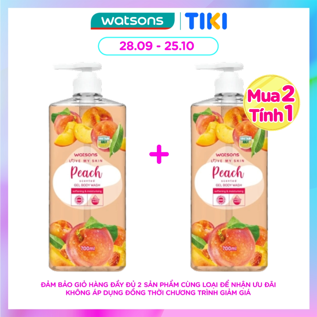 Gel Tắm Watsons Love My Skin Peach Scented Gel Body Wash 700ml