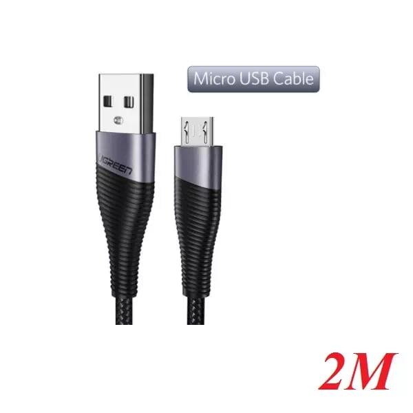 Ugreen UG50874ED017TK 2M màu Xám Cáp sạc truyền dữ liệu USB 2.0 sang MICRO USB đầu mạ thiếc - HÀNG CHÍNH HÃNG