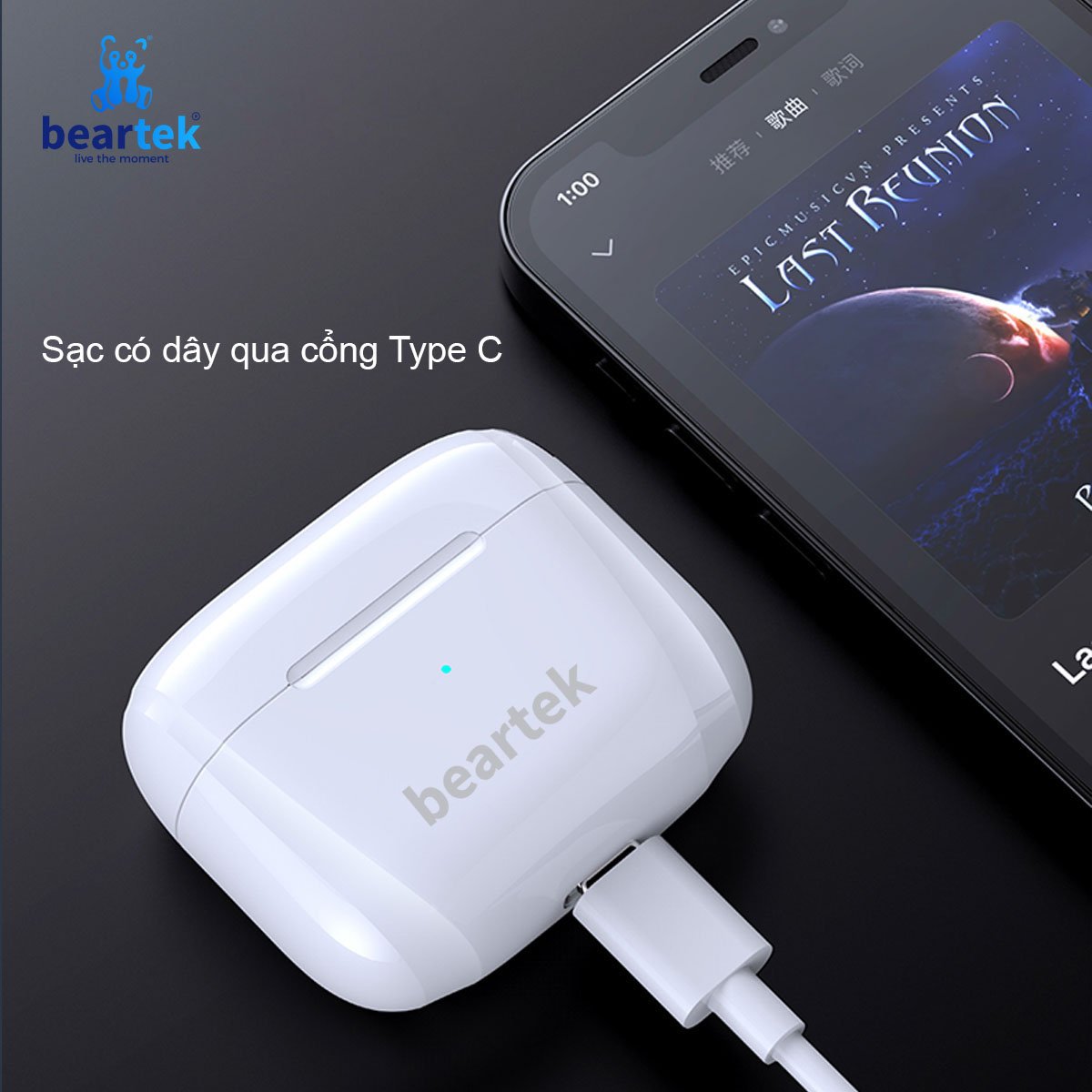 Tai nghe bluetooth không dây BEARTEK B99 True Wireless thiết kế đặc biệt, bản giới hạn – Cảm ứng – Thời gian sử dụng lên tới 4h - Hàng chính hãng