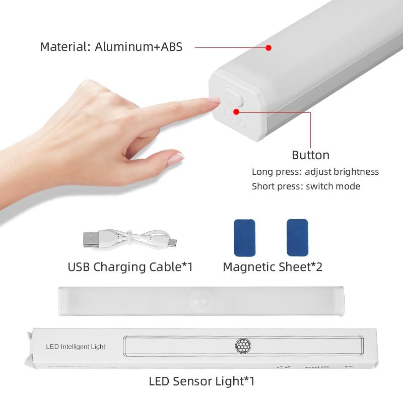 Đèn LED Cảm Biến Chuyển Động Không Dây Gắn Tủ Quần Áo Sạc USB Tiện Dụng