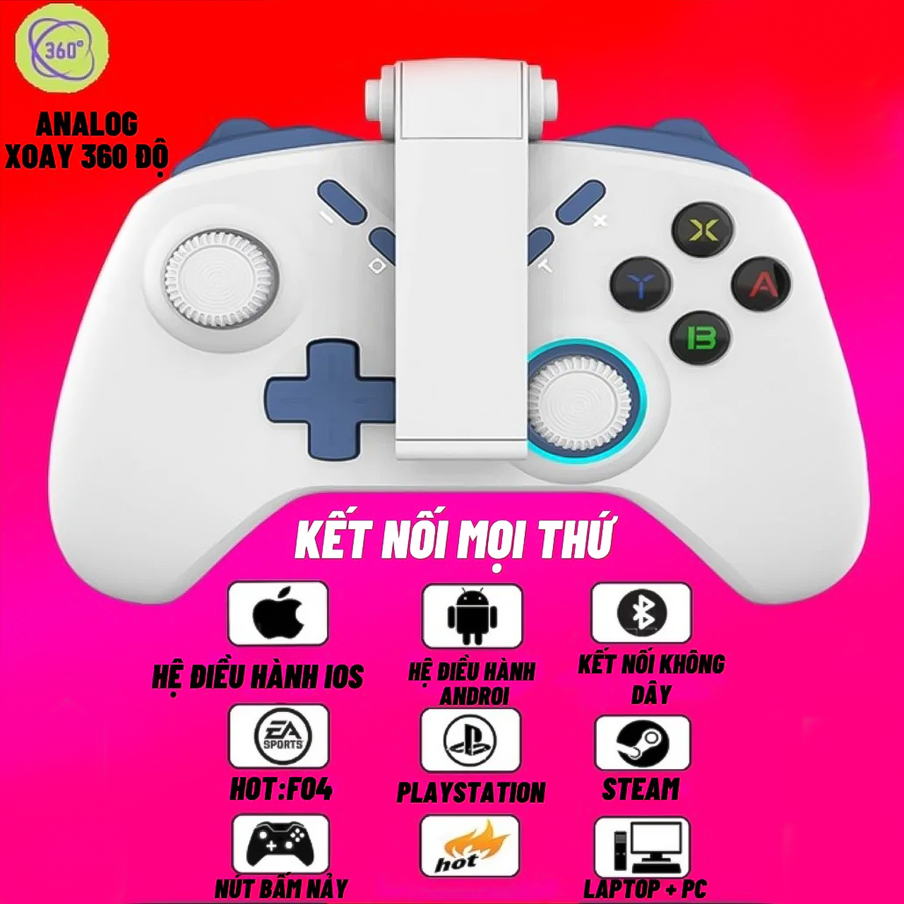 Tay cầm chơi game Vinetteam vermilion S820 - Tay cầm chơi game bluetooth không dây có rung cho NS Switch/ Android/ IOS/ PS4/ PC - hàng chính hãng