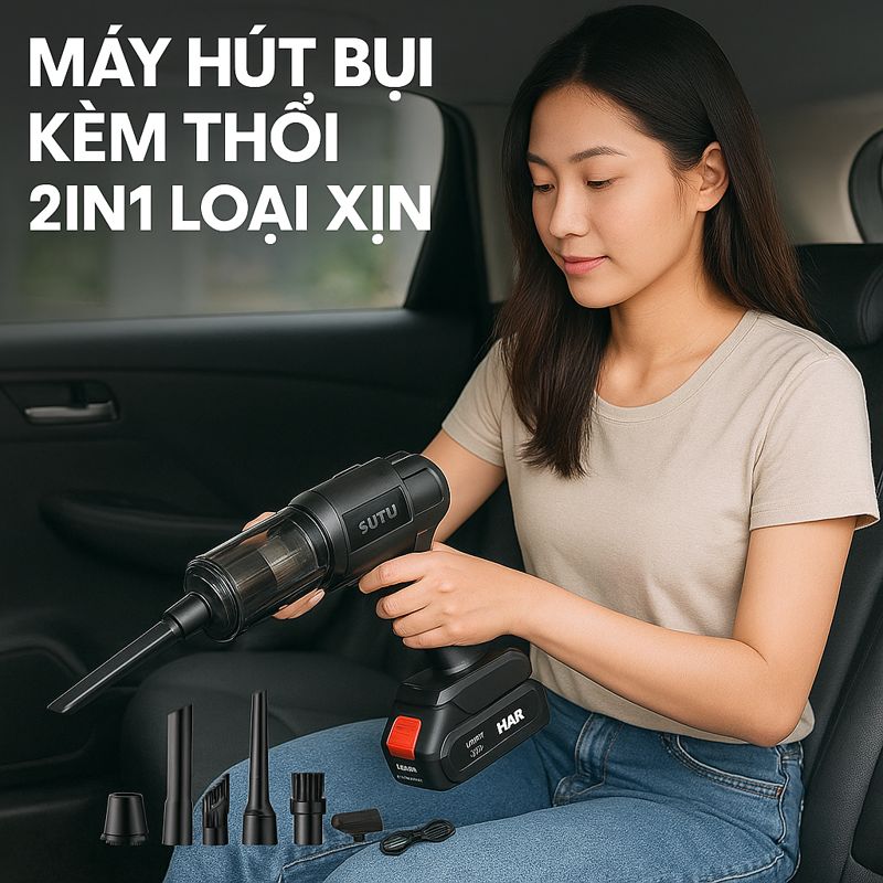Máy Hújt Bụi Kiêm Thổi Bụi 2in1 Siêu Khỏe – Pin Lithium Rời, Loại Xịn Siêu Bền, ĐÈN TRANG TRÍ
