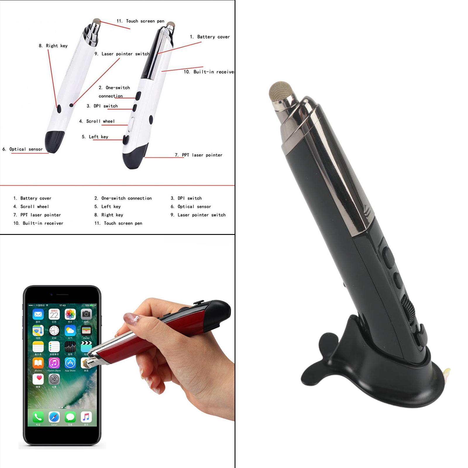 2x 2.4G Wireless Optical USB Touch-Pen Mouse 1600DPI Pocket Mouse Pen