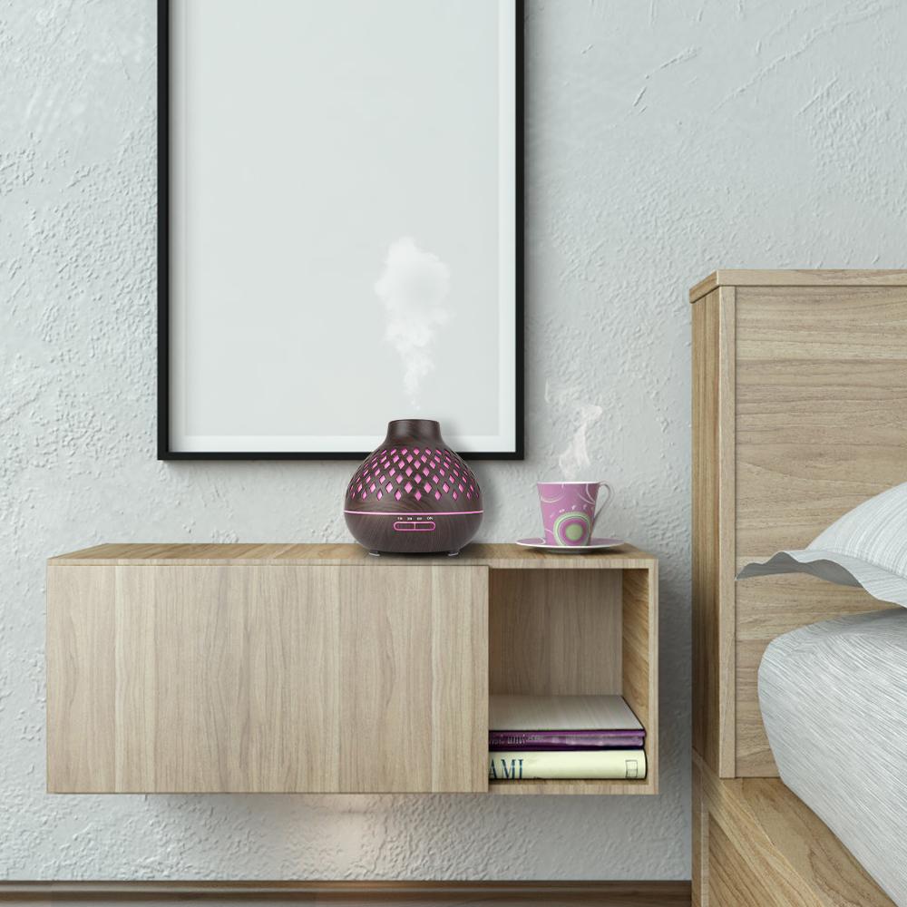 Mới 400Ml Tinh Máy Khuếch Tán Tinh Dầu Siêu Âm Thanh USB Máy Tạo Độ Ẩm Không Khí Có Đèn LED 7 Màu Đèn Điều Khiển Từ Xa Văn Phòng Nhà difusor