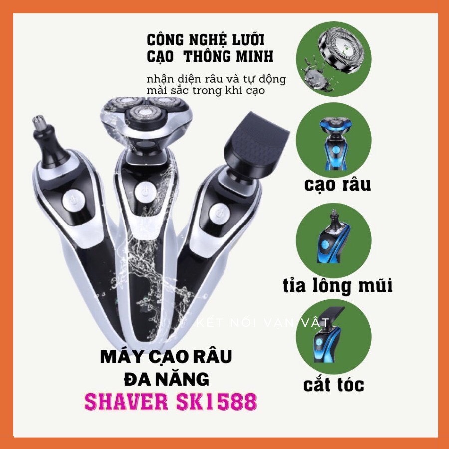 Máy cạo râu đa năng SK1588 , máy cạo râu 3 in 1 thông minh chống nước cao cấp