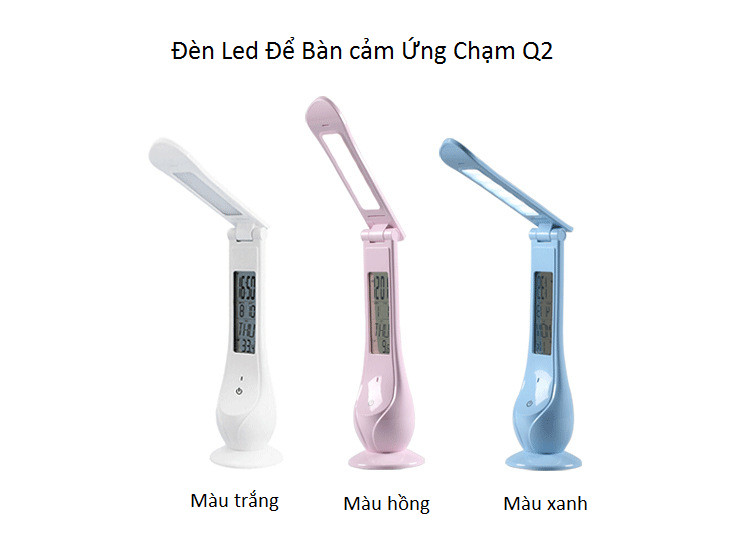 Đèn led để bàn cảm ứng chạm Q2 - Giao màu ngẫu nhiên ( Tặng kèm nút kẹp dây điện cố định )