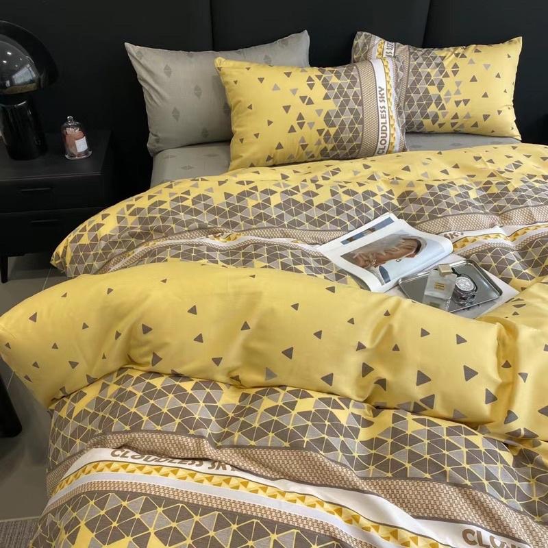 Bộ Chăn Ga Gối Cotton Living Hàng Nhập Khẩu Cao Cấp 4 Món Hoạ Tiết Gạch
