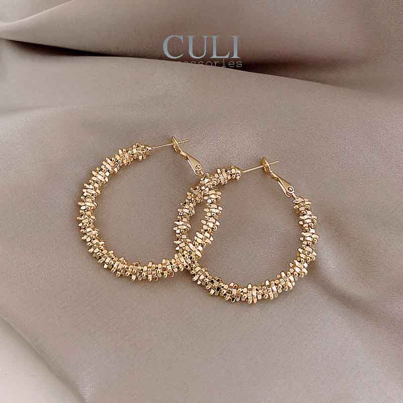 Khuyên tai tròn lớn mạ vàng thời trang, phong cách Hàn Quốc HT686 - Culi accessories