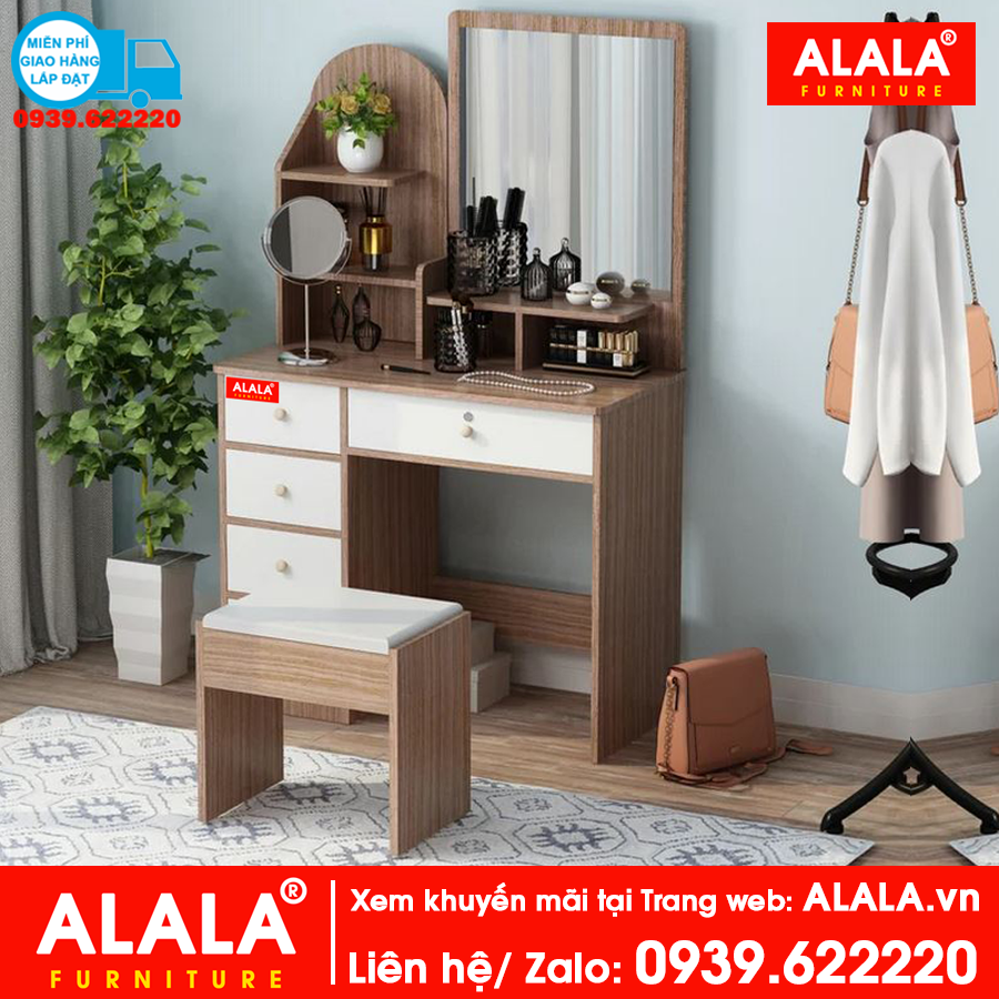 Bàn trang điểm ALALA804 cao cấp + Ghế ngồi - Thương hiệu ALALA