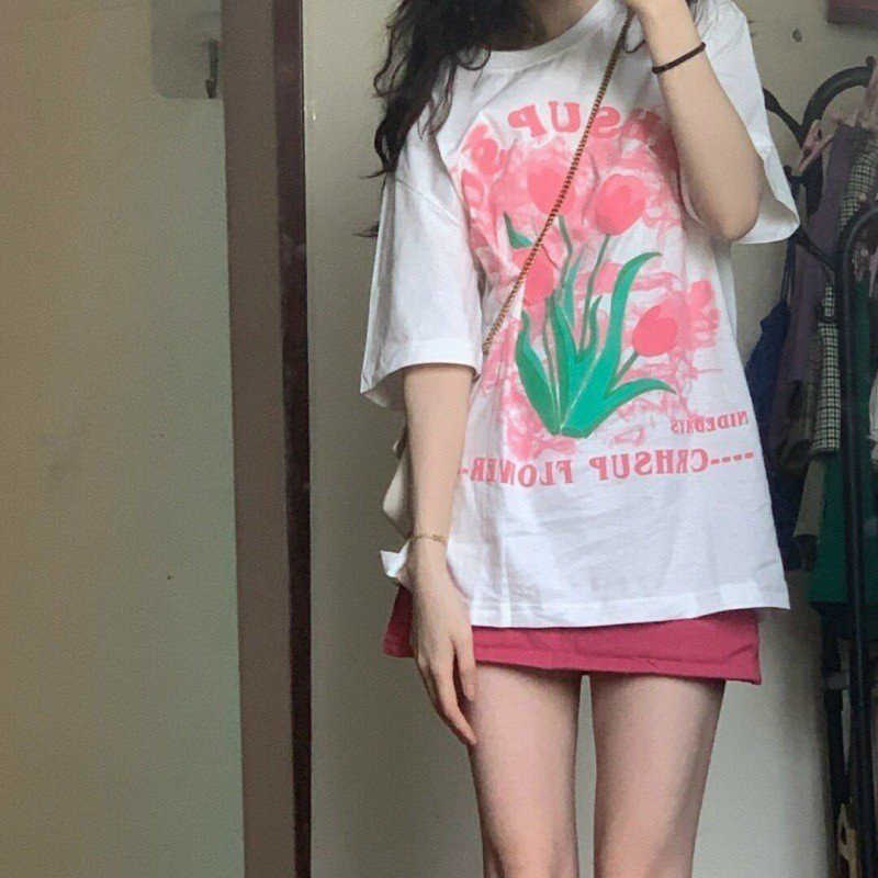 [ IN NỔI ] Áo thun tay lỡ form rộng in hình hoa CRHSUP FLOWER b - phông ulzzang oversize unisex nam nữ, Áo phông cotton tay lỡ HOA TULIP CRH ulzang siêu xinh, Áo Ngắn Tay Oversais Hàn Quốc Thường Ngày In Hoa Cho Nam nữ