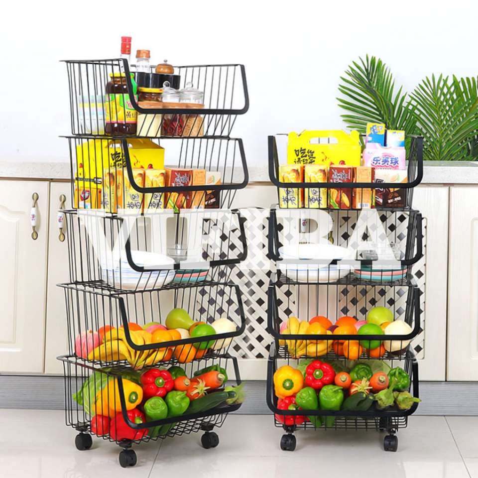 Kệ Rổ Nhà Bếp Đa Năng Chính Hãng VIFIBA Có Bánh Xe, Kệ Nhà Bếp Đựng Rau Củ Đồ Dùng Nhà Bếp Thép Carbon Chống Gỉ Sét Siêu Bền