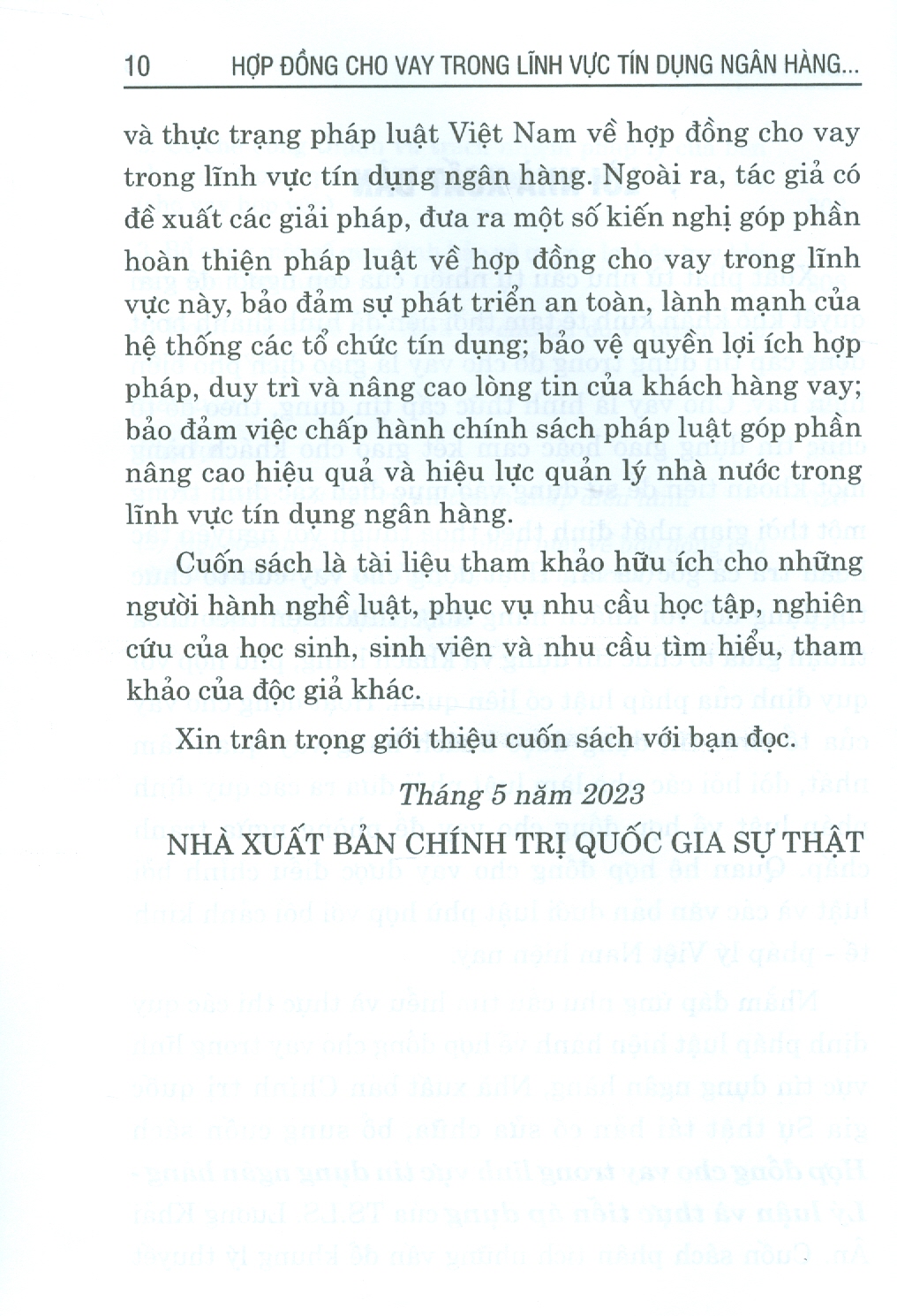 Hợp Đồng Cho Vay Trong Lĩnh Vực Tín Dụng Ngân Hàng - Lý Luận Và Thực Tiễn Áp Dụng