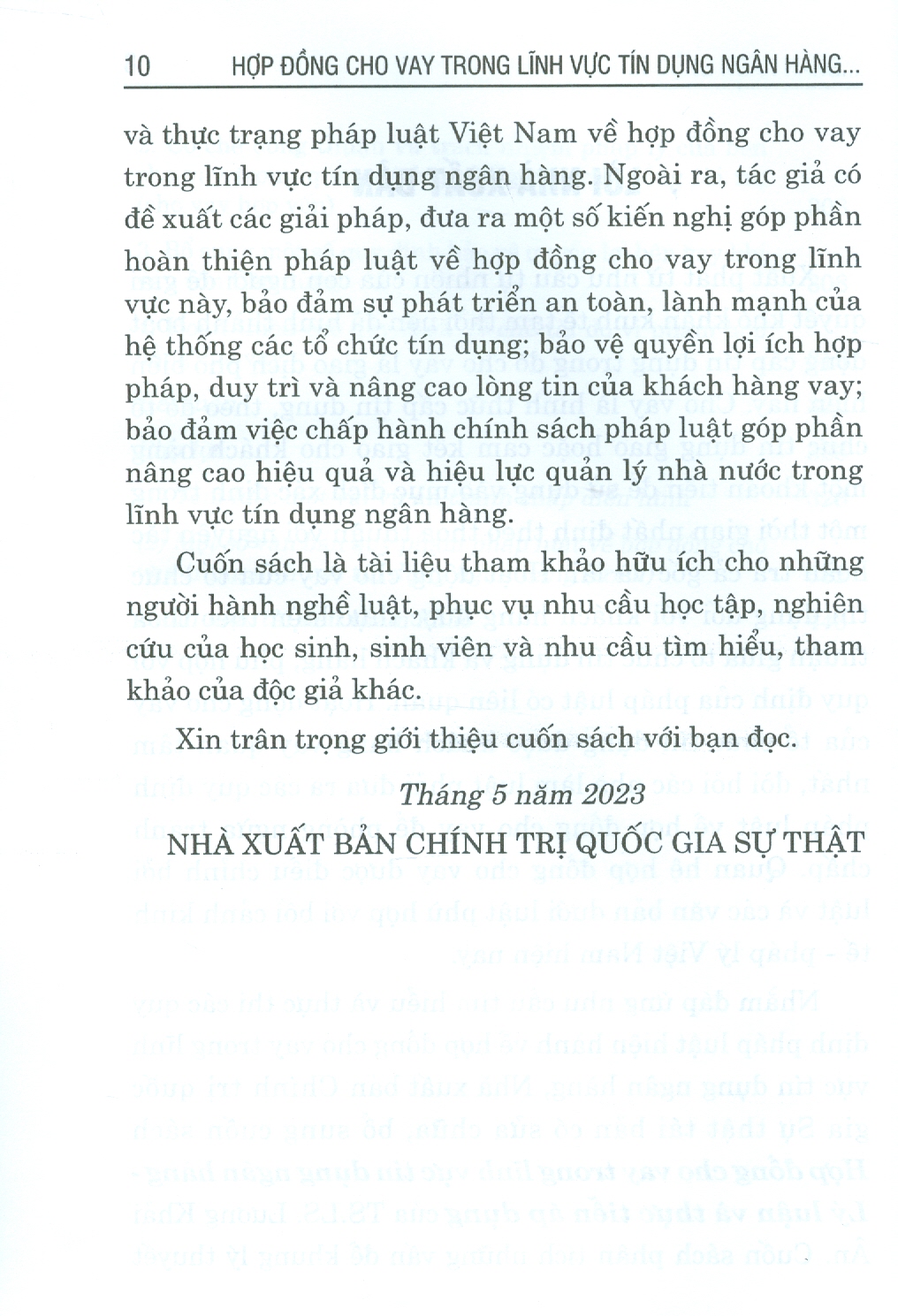 Hợp Đồng Cho Vay Trong Lĩnh Vực Tín Dụng Ngân Hàng - Lý Luận Và Thực Tiễn Áp Dụng