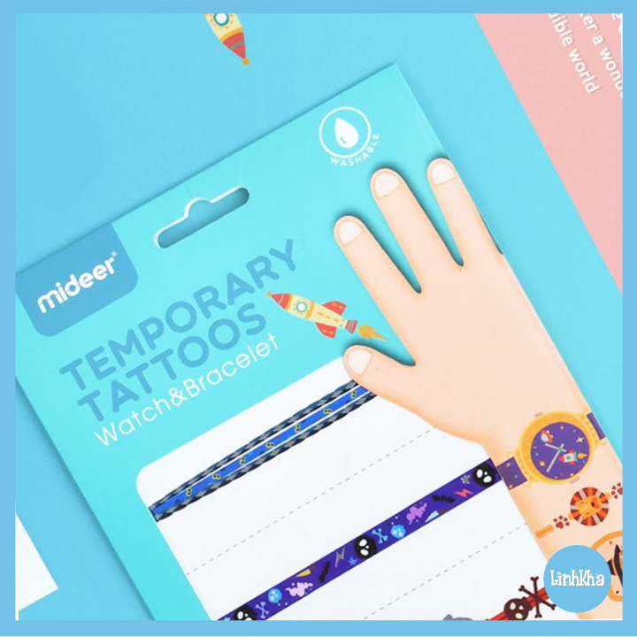 Miếng dán hình xăm cho bé - Đồng hồ và vòng tay - Mideer - Watch &amp; Bracelet Temporary Tattoos MD4101