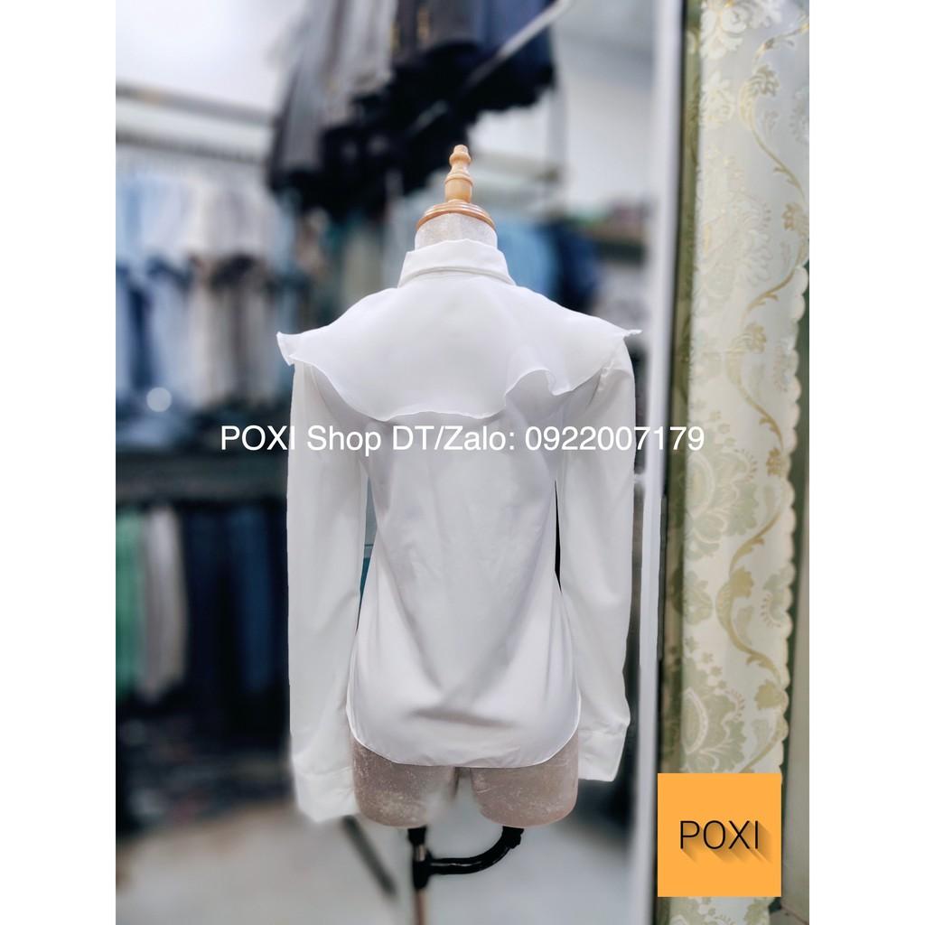 Áo Sơ Mi Cổ Cách Điệu Voan Kiếng (TRẮNG)