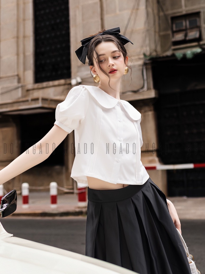 Áo trắng tay phồng NGADO
