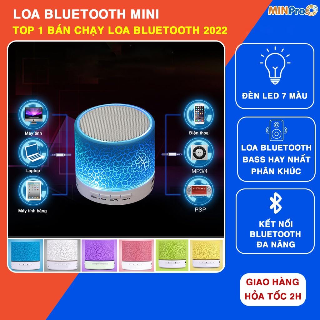 Loa bluetooth mini không dây nghe nhạc, cắm usb thẻ nhớ đa năng có đèn led