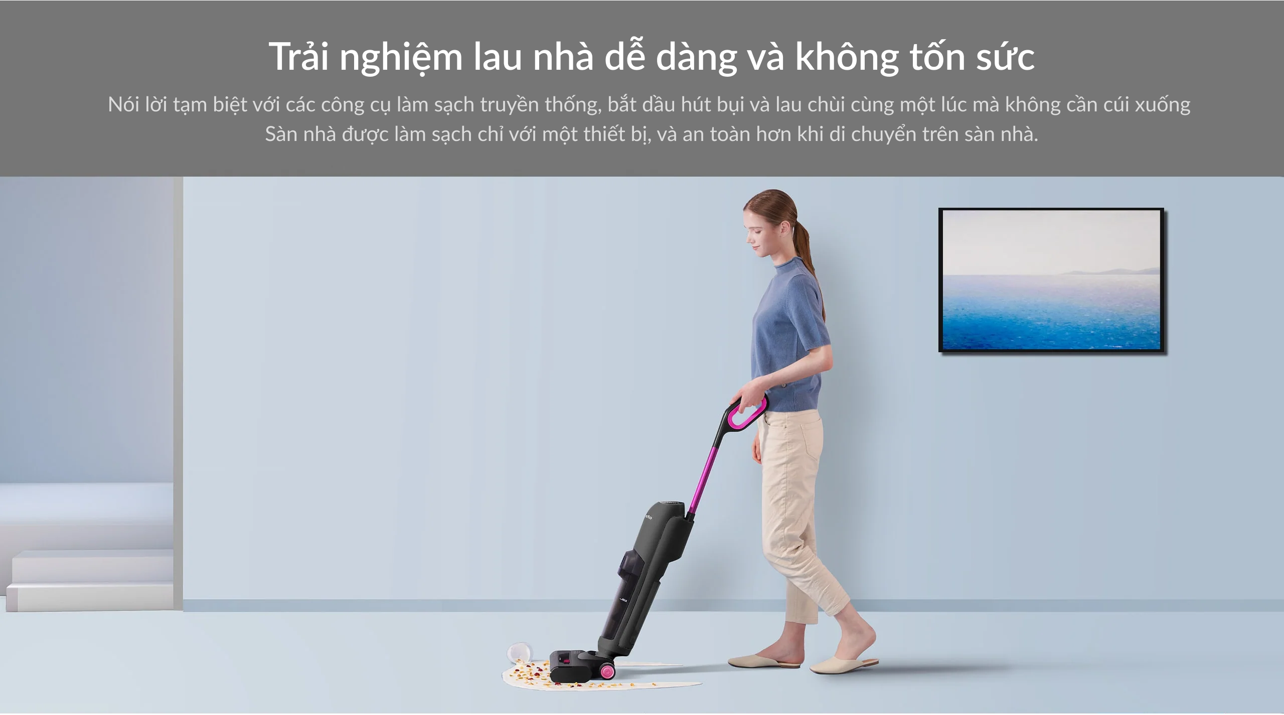 Máy hút bụi lau nhà Lydsto W1 lực hút 17000Pa thông minh tiện lợi - Hàng chính hãng