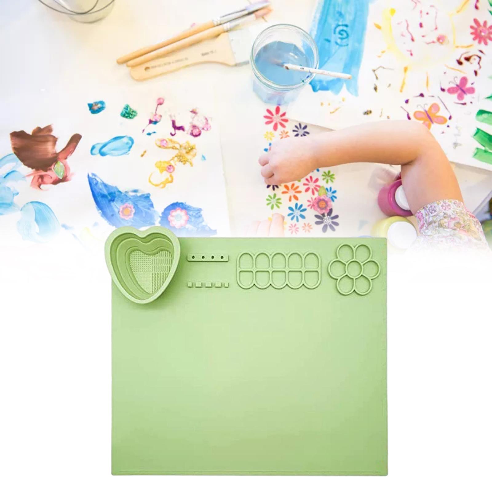 Silicone Craft Mat Painting Mat Crafting W/ Cup Paint Palette Brush Holder Washable Table Protector Multipurpose Silicone Mat