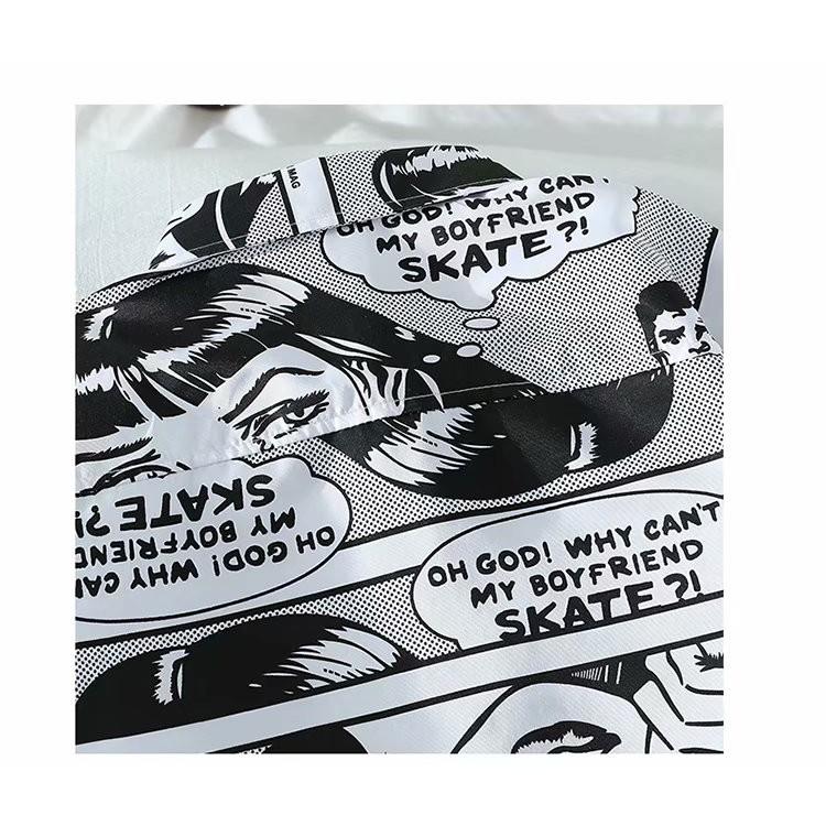 Áo sơ mi nam ngắn tay họa tiết in thời trang