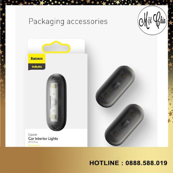 Bộ đèn cảm ứng hình con nhộng nhỏ gọn dùng trong xe ô tô, hộc tủ bàn ghế Baseus Capsule Car Interior Lights