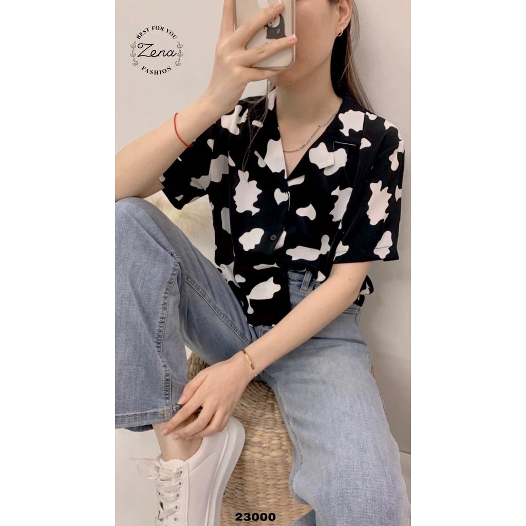 23000A23000-Sơ Mi croptop bò sữa