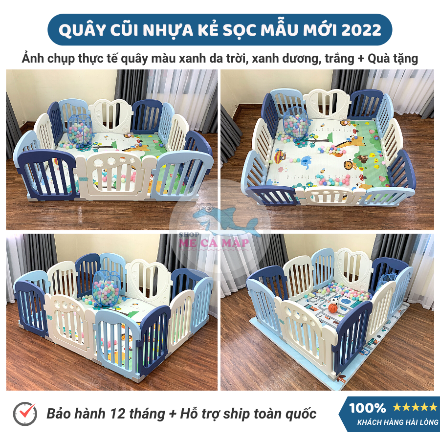 Quây cũi nhựa cao 65cm tặng THẢM DÀY và 100 BÓNG, quây bóng nhựa an tâm cho bố mẹ