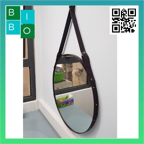 Gương tròn treo tường dây da phong cách Hàn Quốc