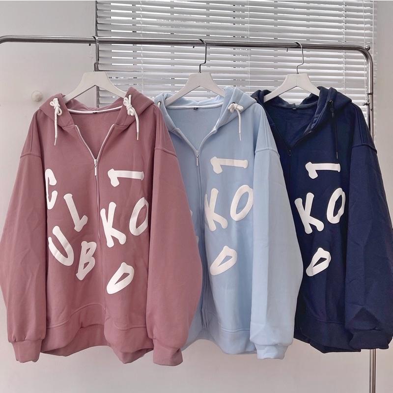Áo Khoác nỉ chữ cái UL màu hồng + xanh unisex ảnh thật