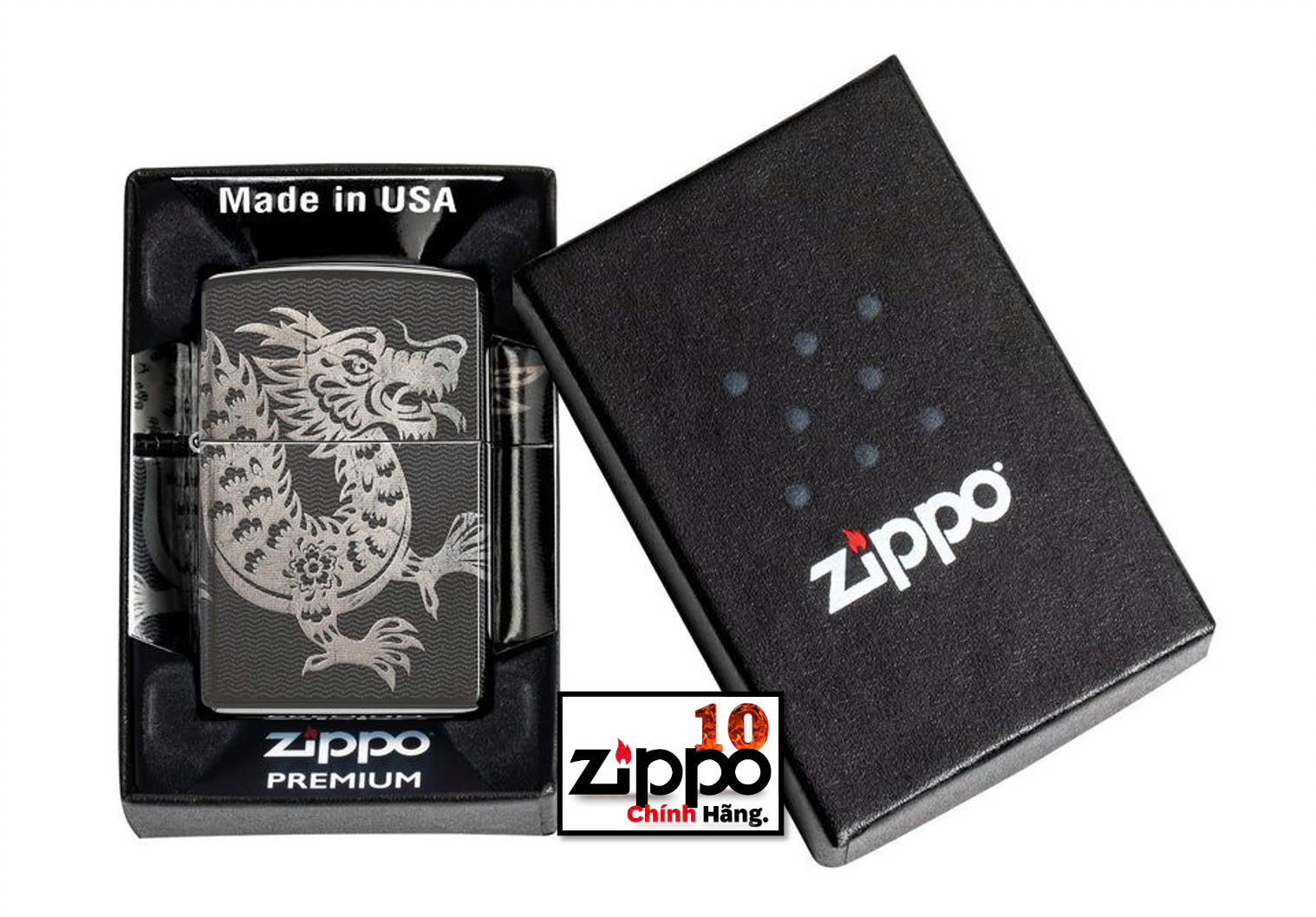 Bật lửa Zippo 46260 Lucky Dragon Design - Chính hãng 100%