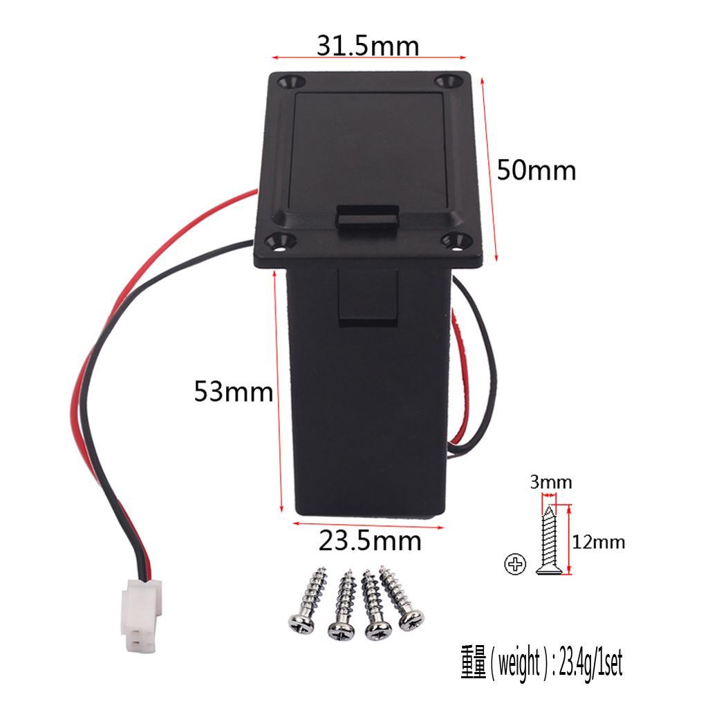 2X 9V Battery Box Case Cover Holder Guitar Bass Pickup Black