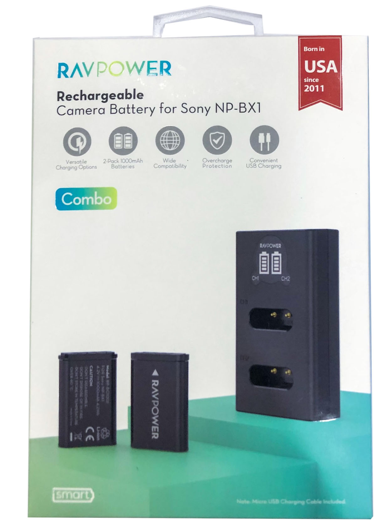 Bộ 2 pin 1 sạc đôi RavPower for Sony NP-BX1 - hàng chính hãng