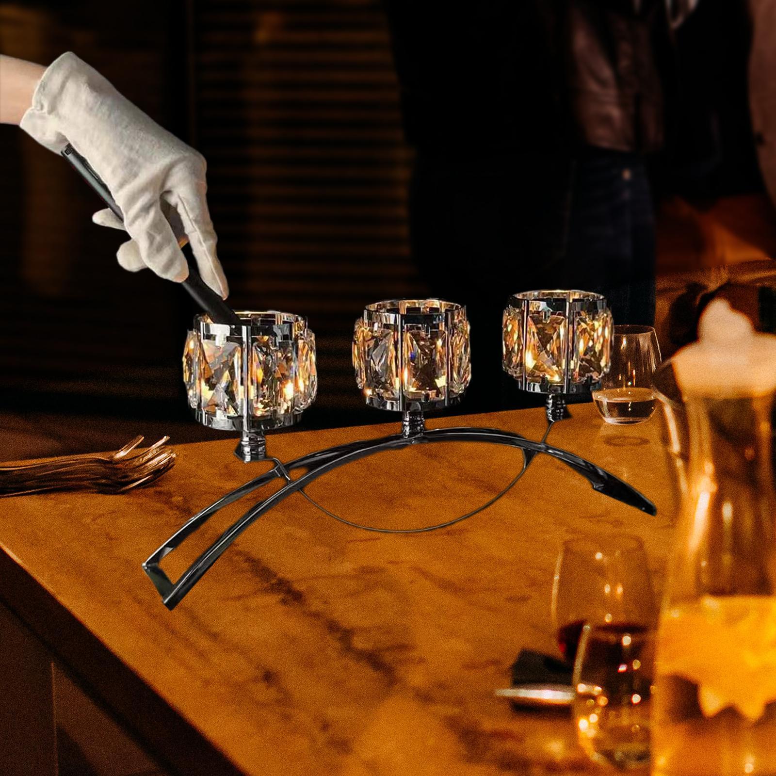 Tea Light Candle Holder 3 Arms Glass Bowl Tealight Candelabra for Cafe Decor
