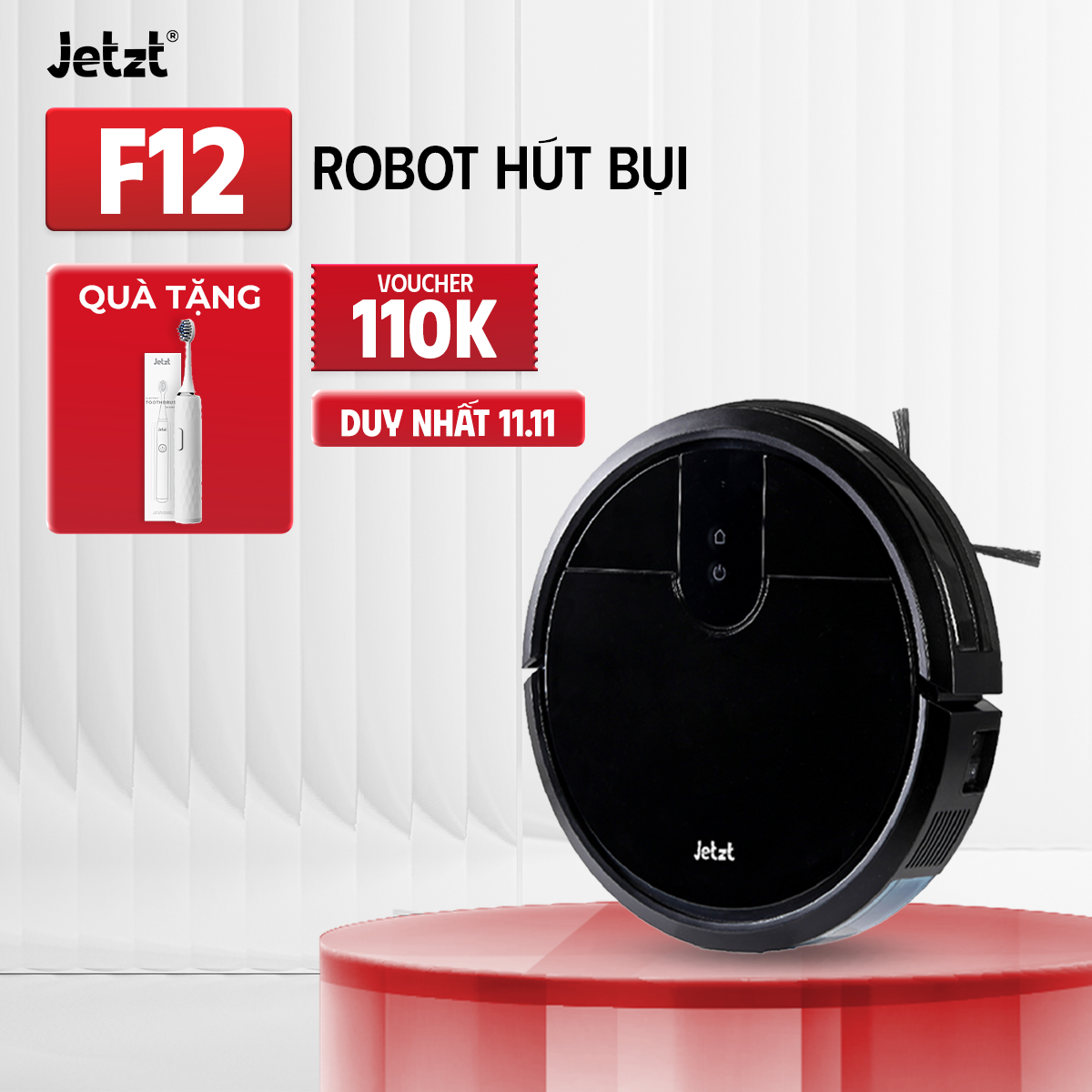 Robot hút bụi lau nhà thông minh Jetzt F12 MAX, hàng chính hãng