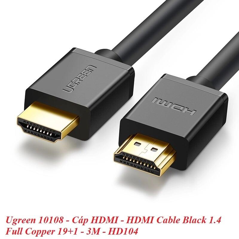 Ugreen UG10108HD104TK 3M màu Đen Cáp tín hiệu HDMI chuẩn 1.4 hỗ trợ phân giải 4K * 2K - HÀNG CHÍNH HÃNG