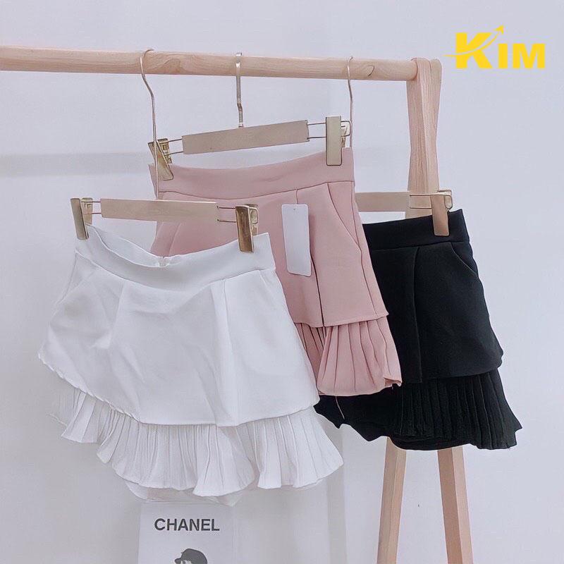 Chân váy ngắn tầng xòe phong cách Hàn Quốc có lót trong Kim Freesize &lt; 52kg màu