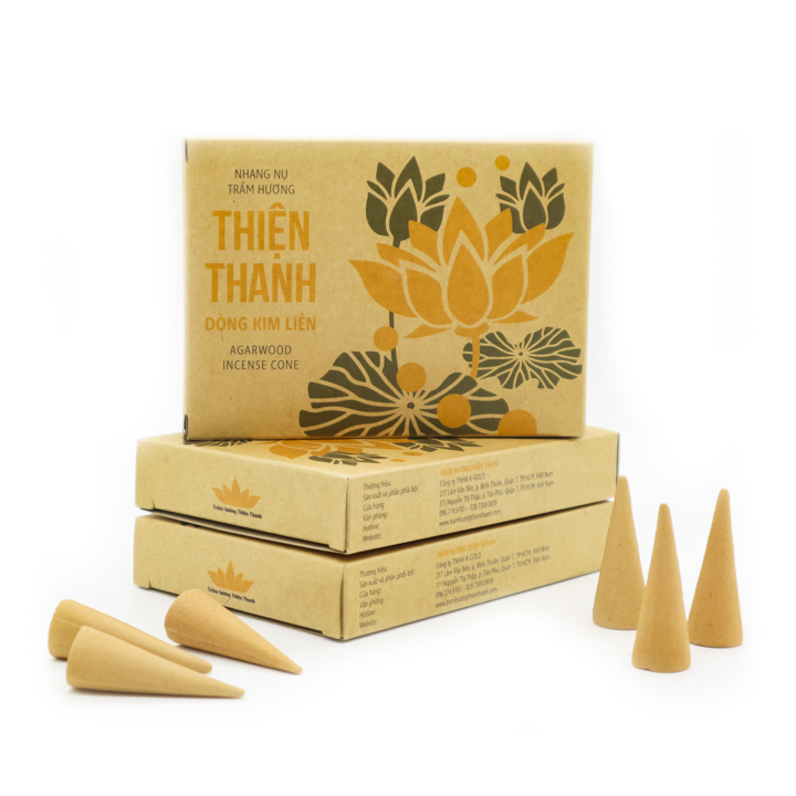 Nhang Trầm Nụ Kim Liên I 30 gram - 16 viên I Trầm Hương Thiện Thanh I Bao bì thân thiện với môi trường I Không tẩm hóa chất độc hại