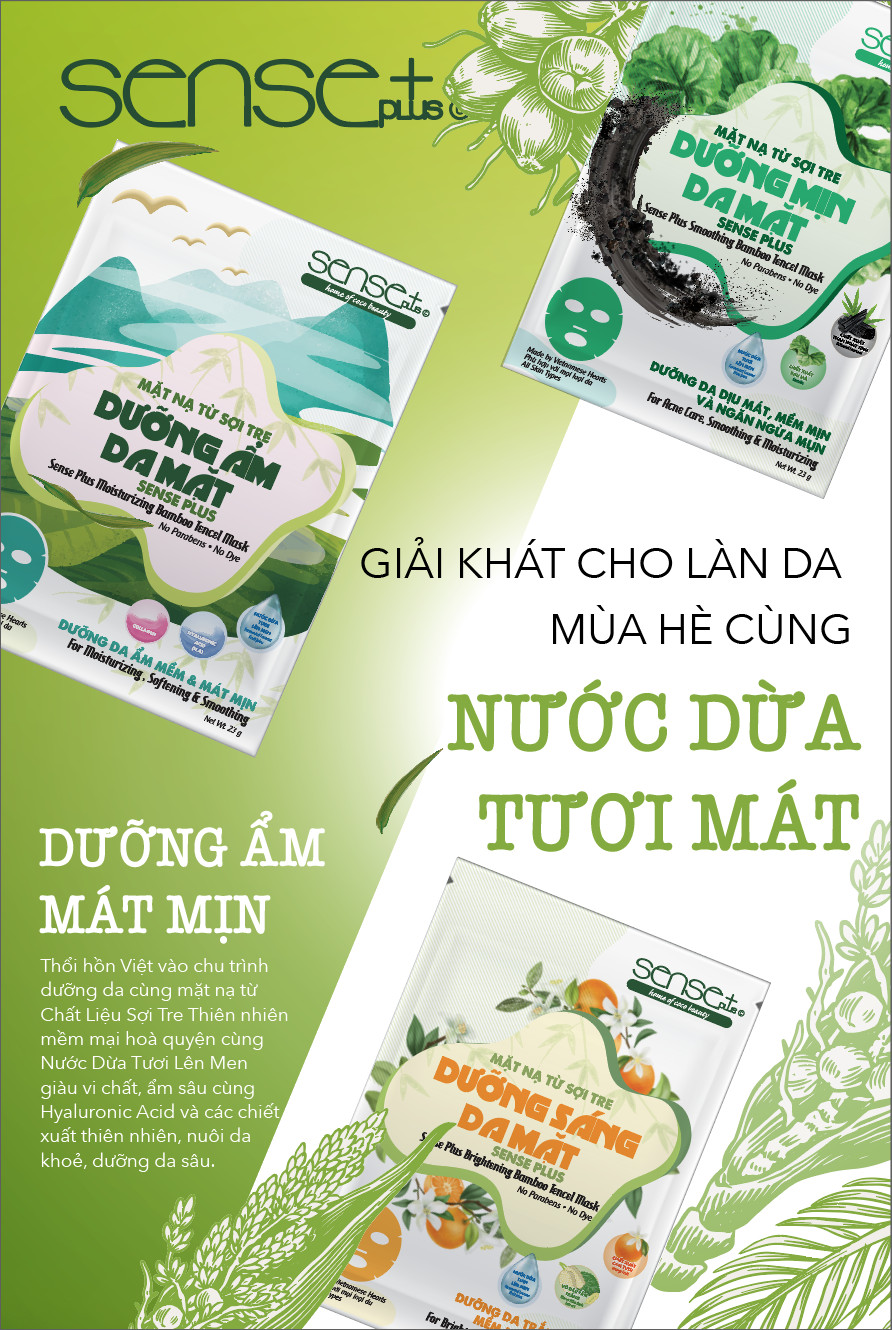 COMBO 10 MIẾNG MẶT NẠ SỢI TRE DƯỠNG ẨM SENSE PLUS + TẶNG MẶT NẠ BIOCELL DƯỠNG ẨM