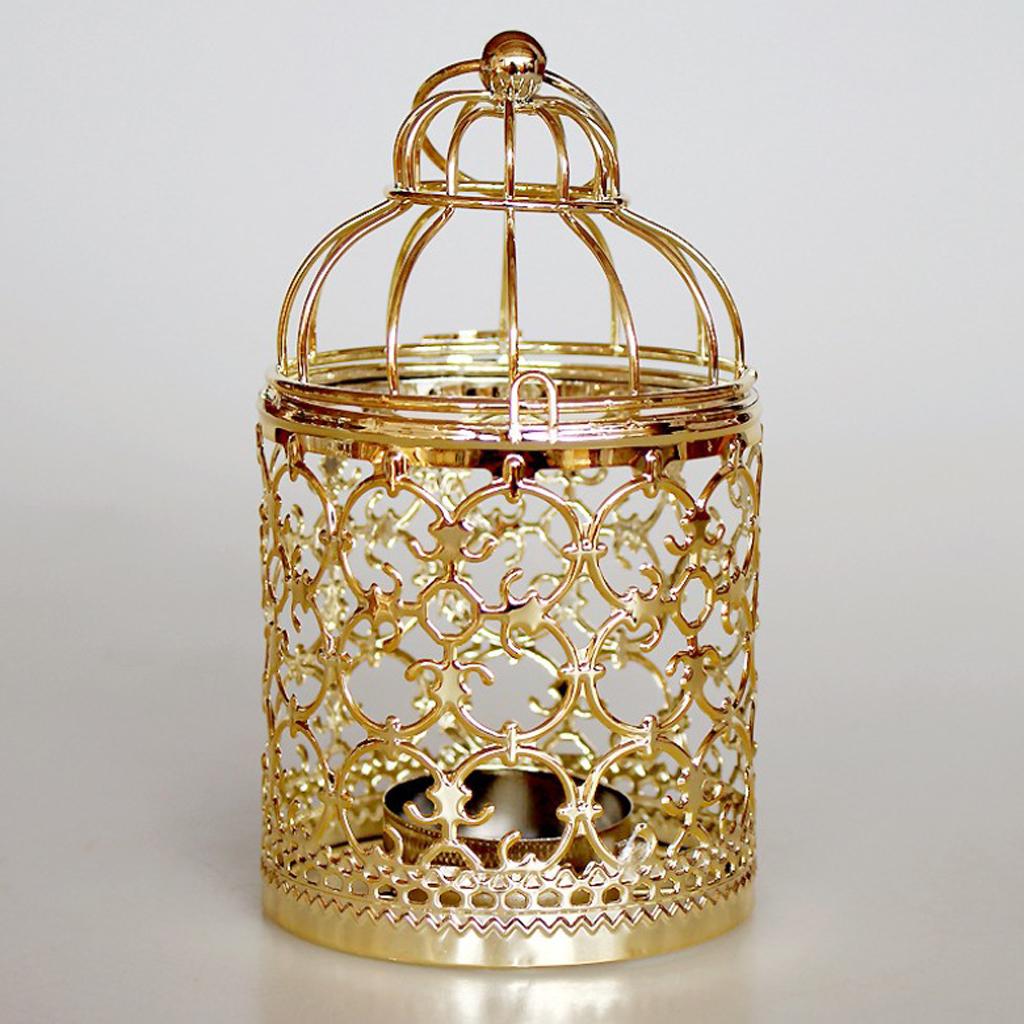 Bird Cage Candle Holder Vintage Metal Tealight Lantern Table Piece-A-Gold