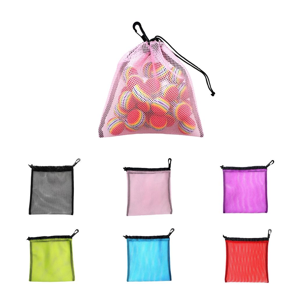 2xDurable Mesh Nets Bag Pouch Golf Tennis Ball Carrying Holder Storage Black