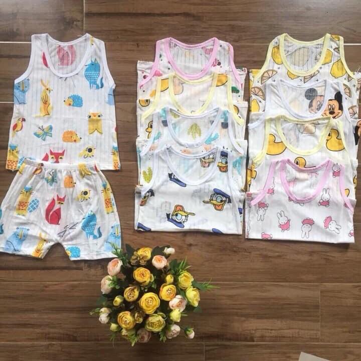 Set 5 bộ cộc sát nách cotton giấy thông hơi siêu mỏng cho bé trai bé gái (Hàng Việt Nam)