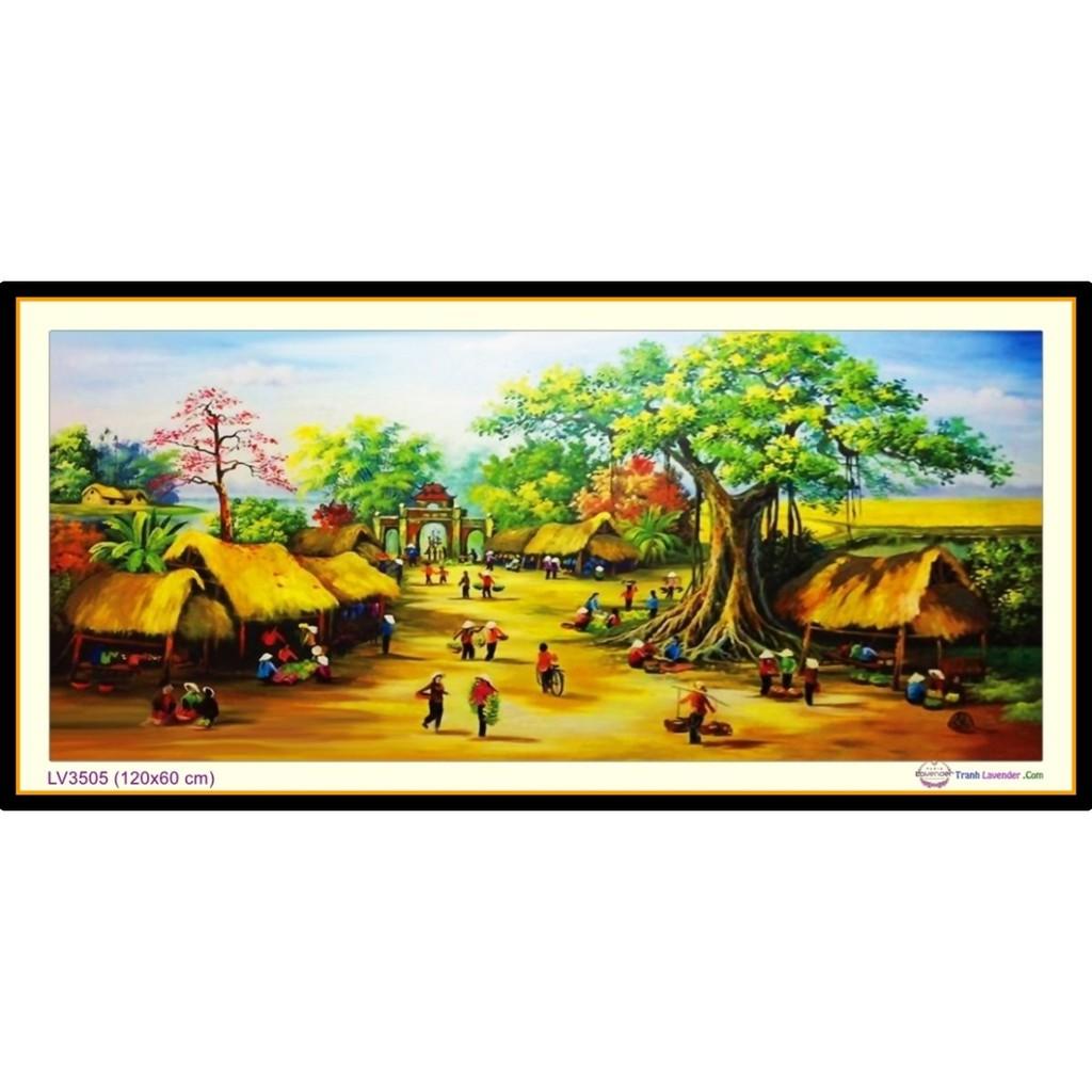 Tranh thêu phong cảnh hồn quê LV3505 - kích thước: 120 * 60cm.
