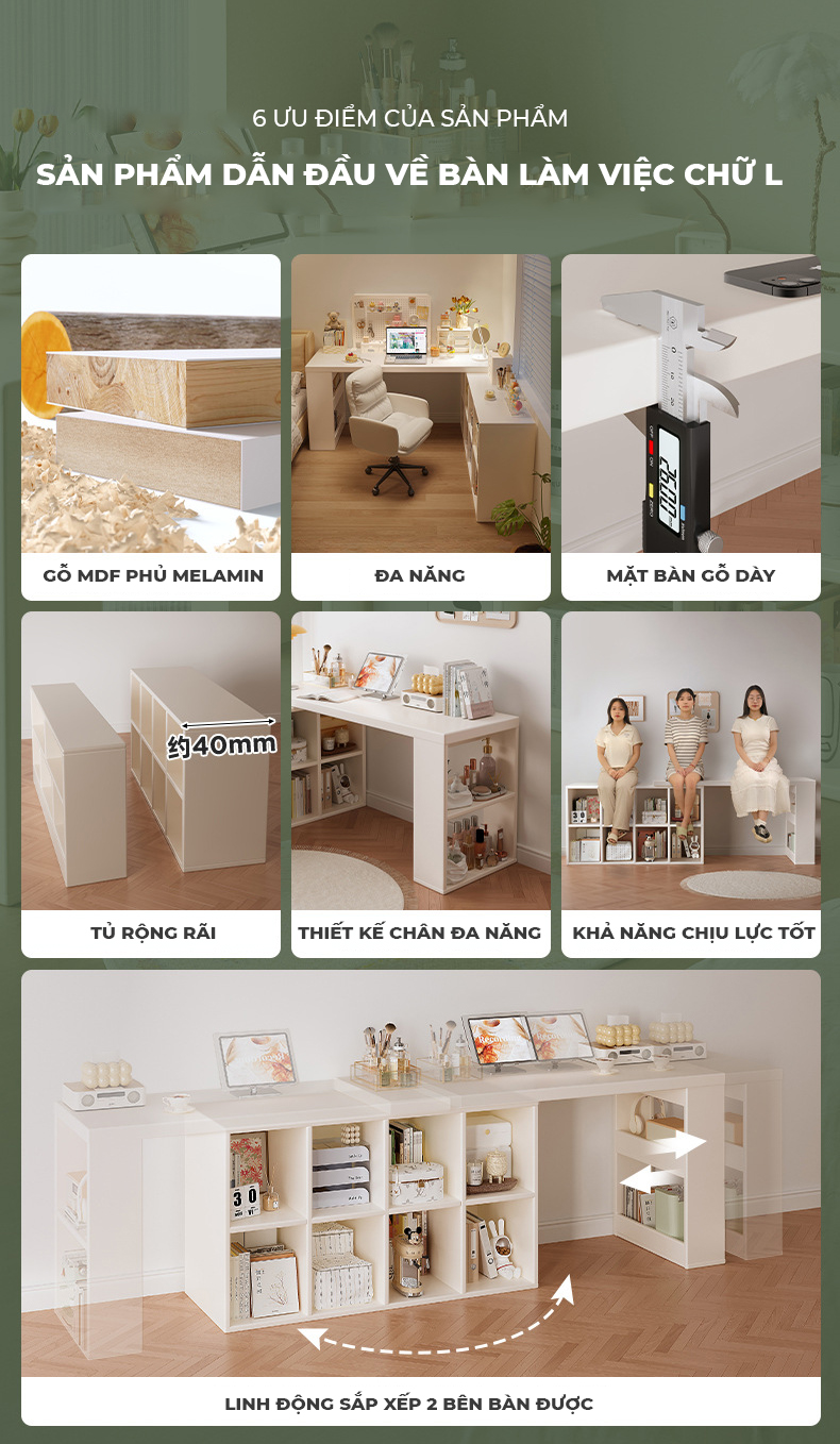 Bàn làm việc thông minh kèm kệ sách gỗ MDF phủ melamin thương hiệu IGA - GP368