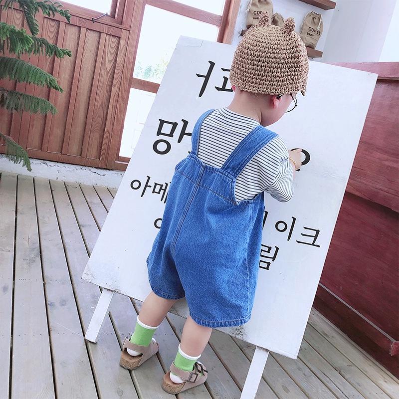 BY15 Size80-120 (6-23kg) Set yếm bé trai (Yếm jean + áo thun) Thời trang trẻ Em hàng quảng châu