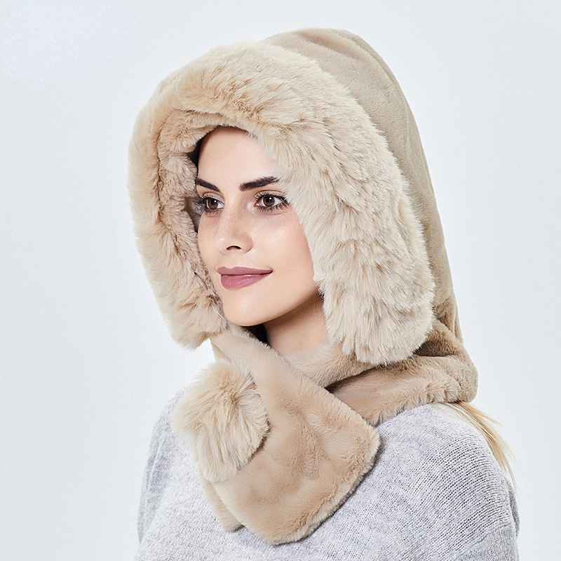 Phụ Nữ Mùa Đông Nón Earflaps Khăn Đa Năng Ushanka Mụn Mũ Ấm Nga Sang Trọng Máy Bay Ném Bom Nón Với Bộ Lông Bóng Một Mảnh nón Lưỡi Trai