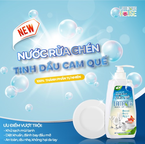 Nước rửa chén Lamaqua - Tinh dầu cam sả 650ml